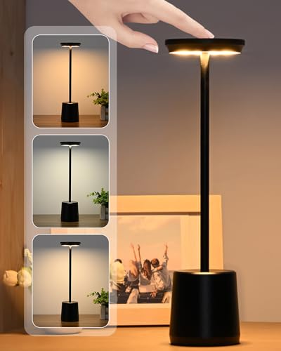 Suright Kabellose Tischlampe - 5000mAh Akku, IP54 Wasserdicht, 3 Farben