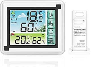 Digital Weather Station for Home, Digital Room Thermometer Indoor Hygrometer Indoor and Outdoor Thermometer Hygrometer with Temperature and Humidity Storage Function (battery-operated)