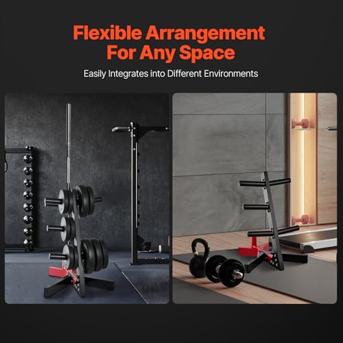 VEVOR Weight Plate Rack, L Frame Weight Plate Tree for 2-Inch Weight Plates, Standard Weight Plate Tree, 500 lbs Load Capacity Weight Storage Holder, Home Gym Barbell Rack Storage Stand, Black & Red - Image 6