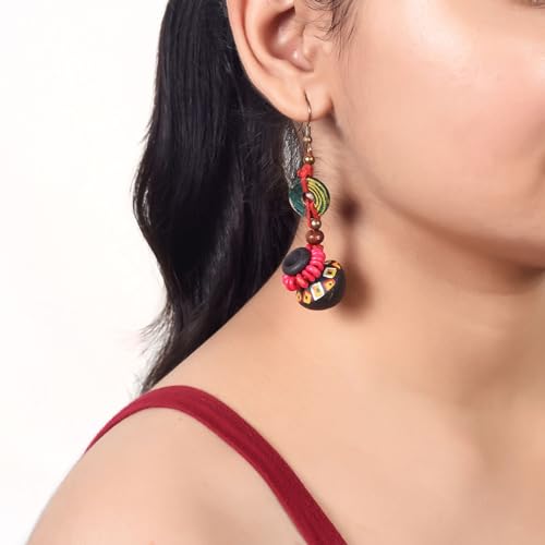 Image of Handcrafted Boho & Tribal Earrings for Women - Wooden, Brass & Terracotta Statement Designs in Drop, Hoop, Loop & Dangle Styles