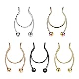 Beydodo Piercing para la nariz, acero quirúrgico, falso tabique, forma de U, juego de anillos de Nostril, 0.8x8mm, acero quirúrgico, Sin gemas
