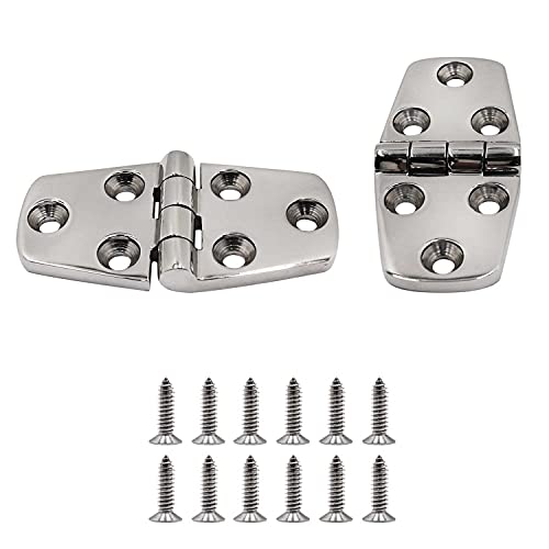 Yanyu Pair 3" X 1.5" (76Mm X 38 Mm) Boat Strap Hinge Door Hinge Marine Grade Stainless Steel 316 6 Holes Casting  Cabinet Hatch Door Rvs Hinges W/Fasteners #TOP30