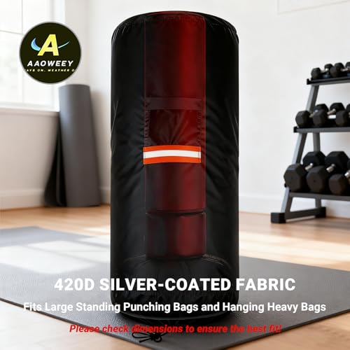 AAOWEEY Free Standing Punching Bag Cover Outdoor Waterproof 420D Oxford Fabric, Full Protector for Boxing Dummy and Stand, Heavy Duty Cover for Heavy BOB Punching Bag 70" H x 28" D — view 5