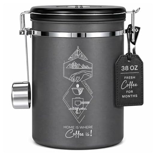 Extra Large 38oz Beans / 35oz Grounds Coffee Canister - Coffee Storage Container Tea Flour, Airtight Stainless Steel with Date Dial Release Valve Spoon