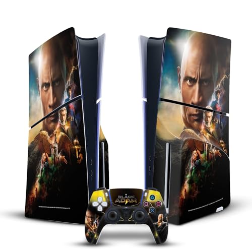 Skin PS5 Slim Disc Black Adam Head Case Autocollant Vinyle pour Console et Manette DualSense