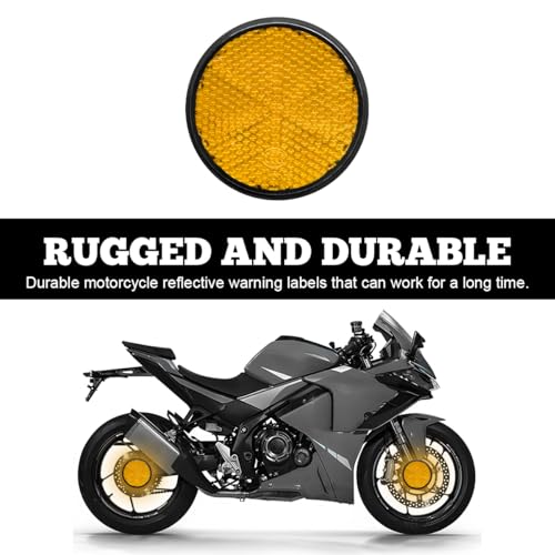 Image of povtii 2 PCS Motorcycle Warning Reflectors, M6x1.0 Waterproof Plastic Reflective Warning Reflector, Motorcycle Rear Safety Reflector with Screw, Universal Motorcycle Accessories (Round, Orange)