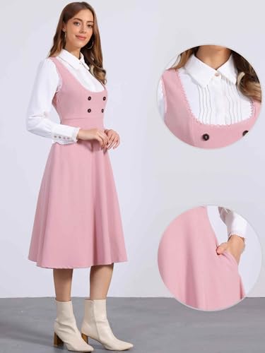 Image of Allegra K Gothic Overall Dress for Women's Lace Trim Midi Dress