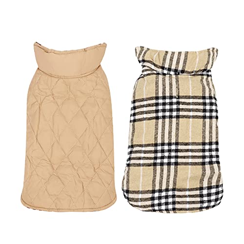 Chein Vêtements d'automne d'hiver Veste de Chien à Carreaux Vêtements Imperméables Chien Veste Garder au Chaud Animaux (M, Beige) Cover