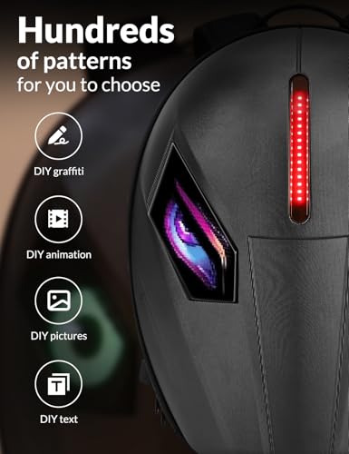Image of Motorcycle LED Backpack with Programmable Screen, 30L Waterproof Hard Shell Motorcycle Helmet Bag with Expandable Capacity for Essential Storage, Smart LED Backpack for Men