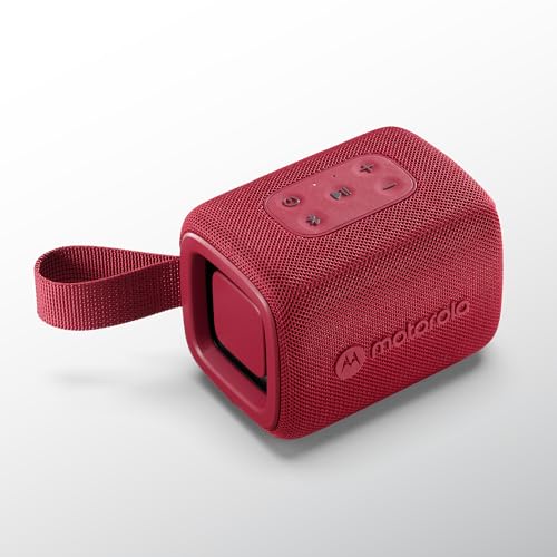 Motorola ROKR 300 Wireless Portable Bluetooth Speaker with Dual Built-in Passive Radiators, IP67 Water and Dust Resistant, Clear Vocals, Compatible with iPhone, Red