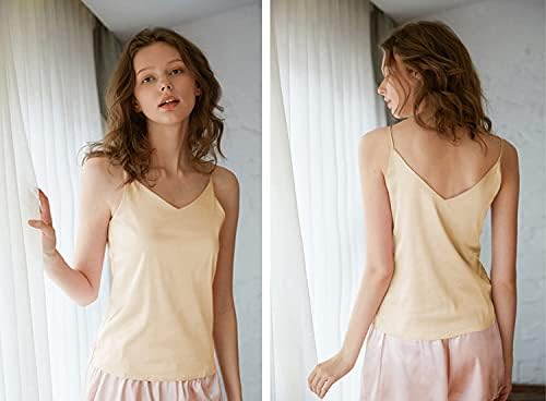 Wantschun Womens Silk Satin Camisole Cami Plain Strappy Vest Top T-Shirt Blouse Tank Shirt V-Neck Spaghetti Strap XS-4X - Image 4