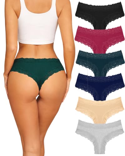 Image of Womens Cotton Underwear Sexy Lace Brazilian Panties Soft Bikini Ladies Pack