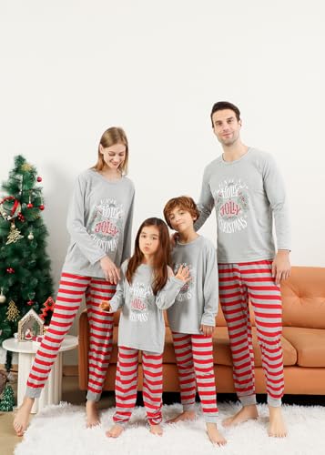 VNVNE Conjunto de pijamas de Natal para a família, para mulheres, homens, casais e adultos, cinza-az
