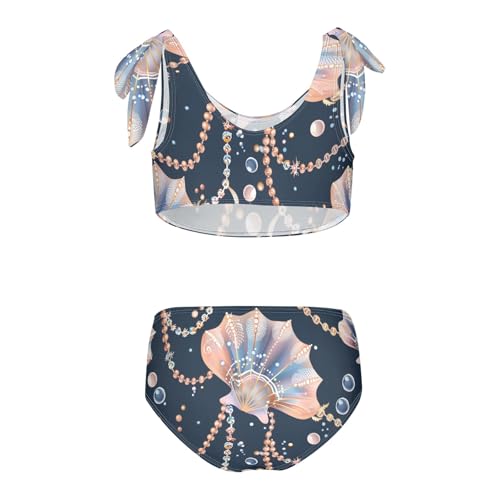 Girls' Bikini Set, Cute and Beautiful Shells Kids Swimsuit 2 Pcs Beach Bathing Suit2