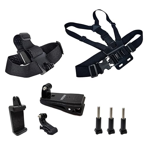 JINGXIN Arnés de montaje en la cabeza para mochila de pecho, material transpirable para GoPro Hero 12, 11, 10, 9, 8, 7, 6, 5, 4, Session, 3+, 3, 2, 1, Max, Hero (2018), AKASO, DJI Osmo cámaras de