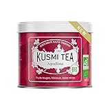 Kusmi Tea - AquaRosa bio Teemischung mit Hibiskus, Schwarzen Beeren und Roten Früchten - Gourmet Früchtetee - Koffeinfreier Hibiskustee - Heiß oder als Eistee - 100 g Metalldose