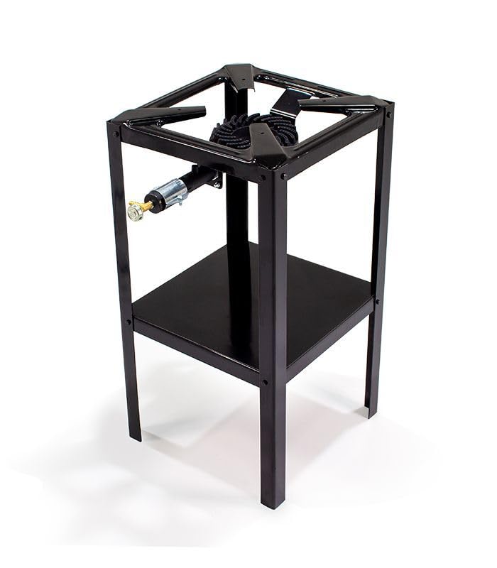Fornellone Bruciatore Drago Cook & Grill 40x40x80 cm, Struttura in Metallo Nero