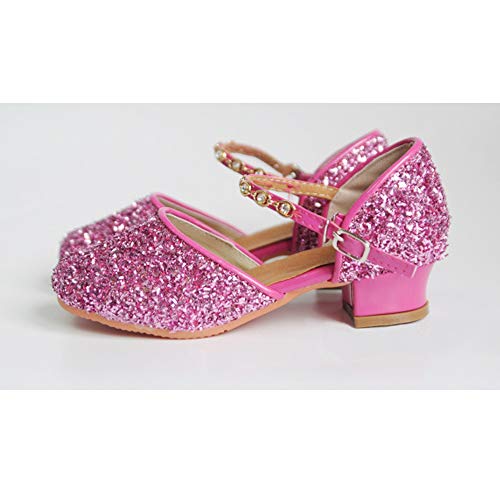 Phorecys Girls Pretty Glitter Closed Toe Kitten Heels Pearl Strap Buckle Latin Dance Shoes Outdoors2