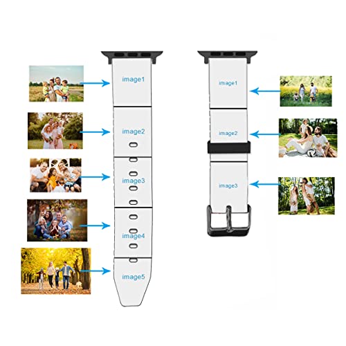 Custom Photos Bands For Apple Watch 38mm 40mm 41mm 42mm 44mm 45mm for Women Men Personalized Black Soft Silicone Sport Loop Replacement Wrist Strap for iWatch Series 7/6/5/4/3/2/1