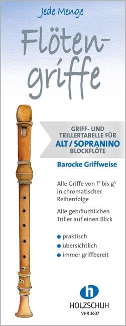 Jede Menge Flötengriffe - Alt/Sopranino (Barocke Griffweise): Griff- und Trillertabelle für Alt- und Sopraninoblockflöte, barocke Griffweise