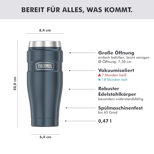 Thermos STAINLESS KING Thermobecher aus Edelstahl ice grey 0,47l - Coffee to Go Becher, absolut dicht, spülmaschinenfest, 7h heiß & 18h kalt, mit Haken für Teebeutel, BPA-frei 3