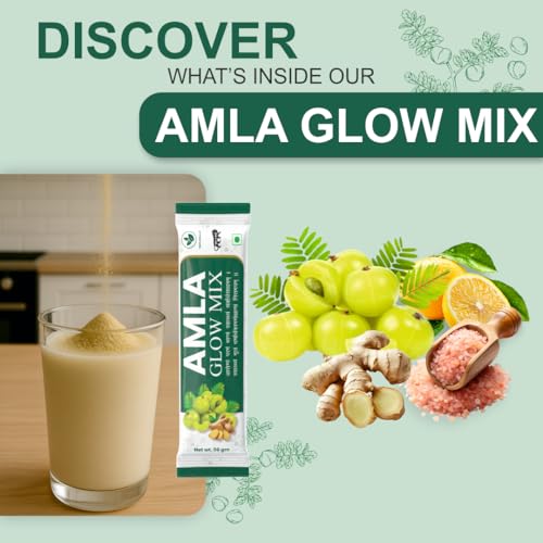 Image of Amla Glow Mix | Amla, Ginger & Lemon Blend with Multivitamins & Multiminerals | Daily Gut Health, Energy & Immunity Support | For Men & Women | 25 Sachets