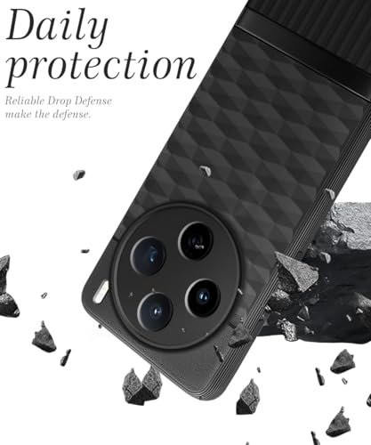 Image of WOW IMAGINE Back Cover for Vivo X200T 5G with Hexa Cube Design | Ultra Slim Soft Rubberised Case | Inner Velvet Fabric | Flexible Mobile Case | Camera Protection - Black