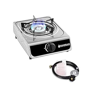 Camplux Single Burner Propane Stove 9,800 BTU, Stainless Steel Portable Gas Stoves, Propane Gas Cooktop One Burner