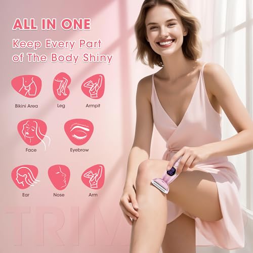 Afeitadora corporal sin dolor Karrte con cabezales intercambiables para cara y bikini 3