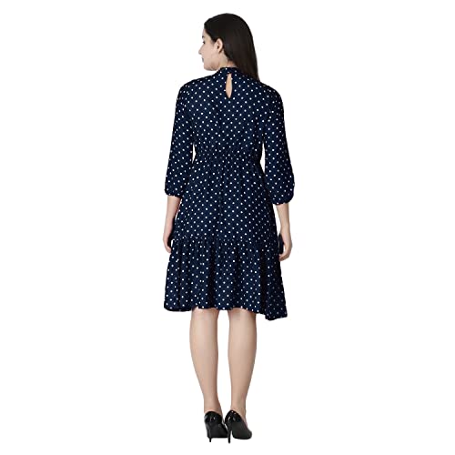 Image of OM SAI LATEST CREATION Women's Sleeveless Flare Cut Dress | Ruffled Slit Mini | A-Line V-Neck Crepe Dress