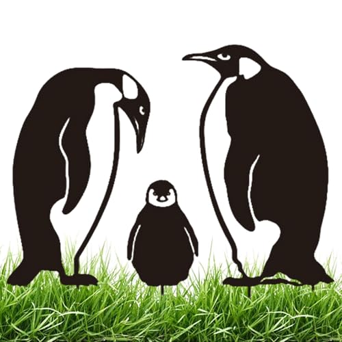 Lawn Decor Penguin en fer forgé pour aménagement extérieur de Noël - 2