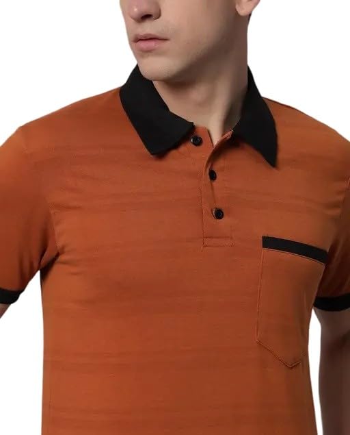 Men's Cotton Blend Half Sleeve Solid Regular Fit Solid Comfortable Stylish Polo Contrast Collar Tshirt_18-picture-52