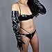 QIN-FE Unisex Latex Long Gloves Faux Patent Leather 35