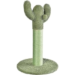 Amazon Basics Cat Scratcher – Indoor Cactus Single Cat & Kittens Scratching Post with Dangling Ball, Medium (25.6″H) – Green