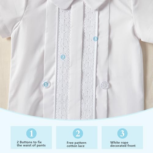 Booulfi Baptism White Suit for Baby Boys Christening Wedding Formal Suit Birthday Outfits Shirt Suspender Pant for Boys4