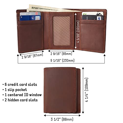 Ruggedgifts Custom Trifold Wallet Genuine Leather, Engraved Mens Wallet, Wallet With Message, Personalized Leather Wallet For Men Husband Dad Son Boyfriend, Father's Day For Husband From Wife #TOP6
