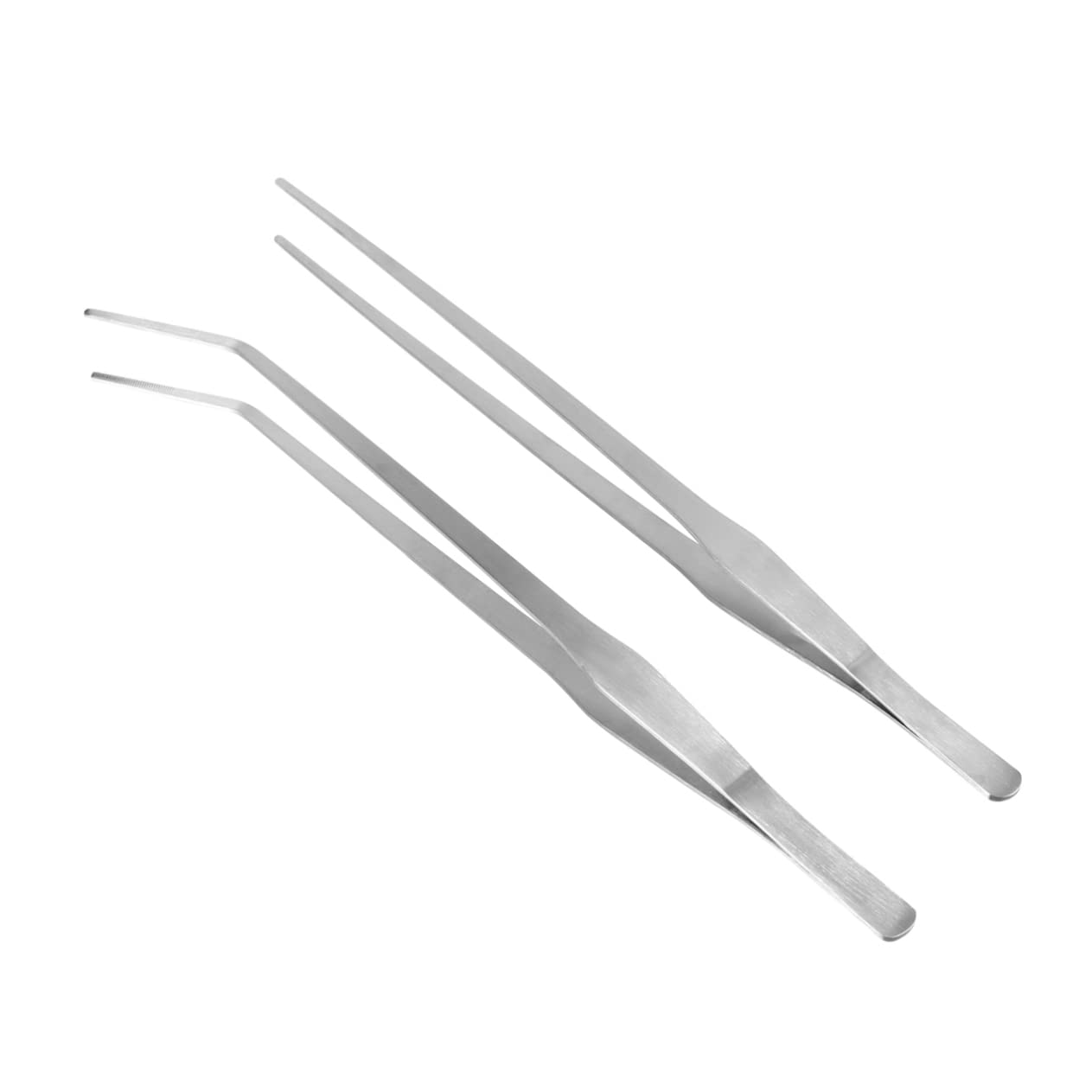 Gogogmee Aquarium Tweezers Set 2pc Straight Curved Tweezers 38cm Stainless Steel Aquatic Plant Tongs for Fish Tank