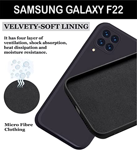 Image of A rtistque Liquid TPU Silicone Matte Shockproof Flexible with Camera Protection Soft Back Cover Case for Samsung Galaxy F22 - Black