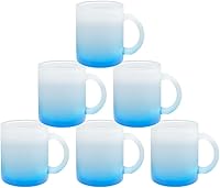 Vista 9 de MR.R Juego de 6 tazas de vidrio rojo esmerilado de 11 onzas con asa para transferencia de revestimiento térmico térmico