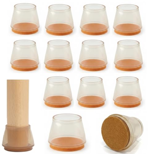 Image of INOVERA (LABEL) 24 Pieces Silicone Chair Leg Protectors - Round Furniture Pads for Table, Stool Legs Cap Cover (Transparent)