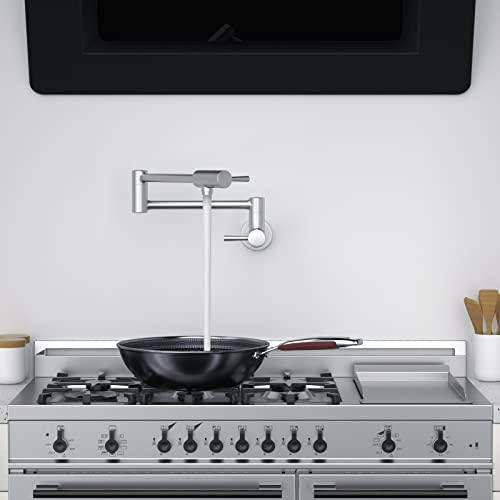 Mstjry Pot Filler Faucet Wall Mount Commercial Kitchen Faucets Stainless Steel Stretchable Double Joint Swing Arm Single Hole Two Handle Kitchen Sink Faucet #TOP2