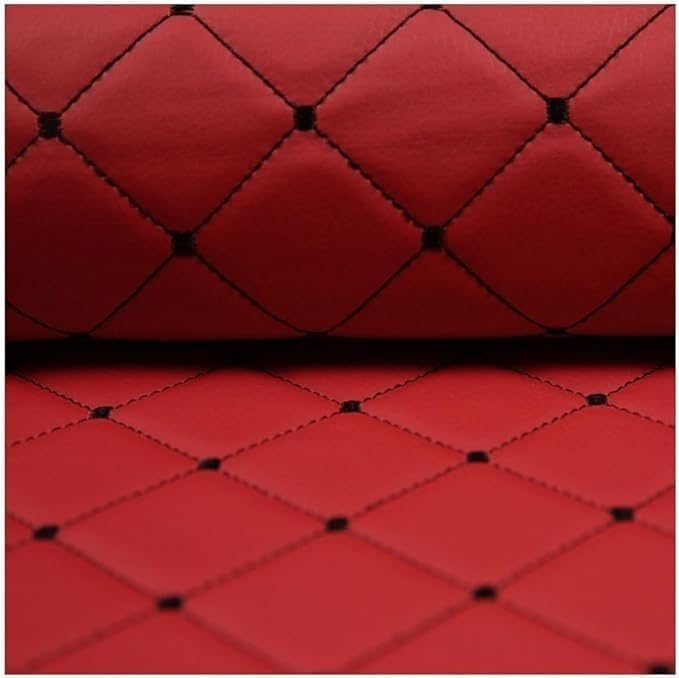 Gestepptes Leder Stoff Kunstleder Gesteppt Kaschiert 3mm Polsterstoff - Für Polsterarbeiten(Red,1.4x10m)