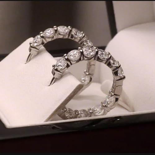 Moissanite Huggie Hoop Earrings Solid 14K White Gold/925 Sterling Silver Round Cut 2 Carat DE Color VVS1 Clarity3