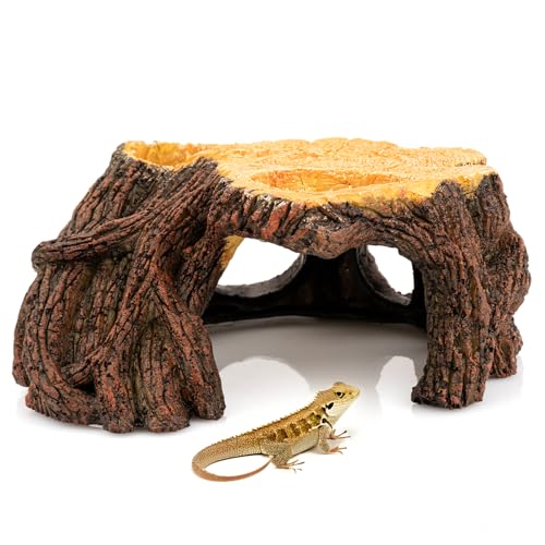 Reptile Hide Cave, Naturalistic Terrarium Décor, Safe Hideout for Ball Pythons, Bearded Dragons,...