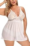 JuicyRose Open Back Lingerie Lace Babydoll Sleepwear Plus Size