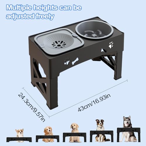 Pet Double Bowl Slow Food Feeder, Raised Feeding Stand, Dog Container Water, Sturdy Feeding Supplies, Ideal for Small and Medium Dogs, Kittens, Puppies 16.93 x 9.57 x 3.23 Zoll-2