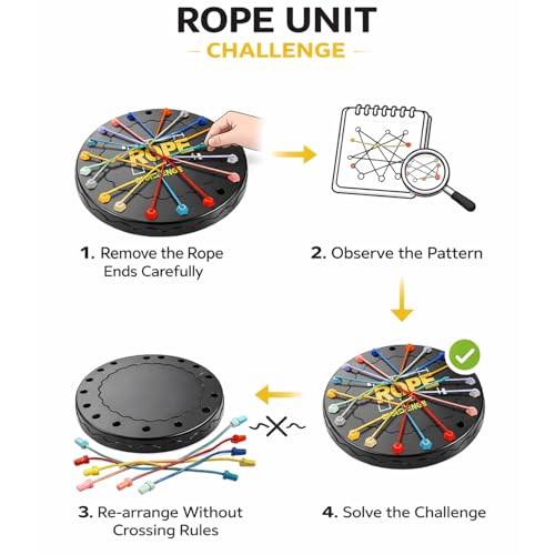Image of SIGNAMIO Rubber Band Rope Puzzle Challenge Game, Strategic Board Games and Logic Fun, Games for Adults at Home and Families, Creative Board Games for 10+ Years Skill Building