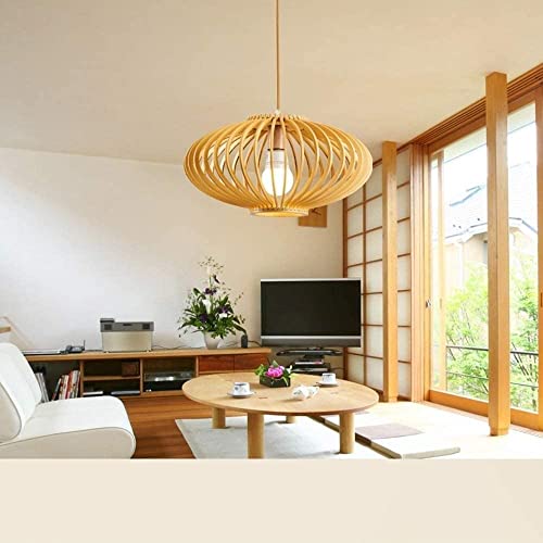 Lustre en bambou lanterne japonaise suspension en bois faite main e26