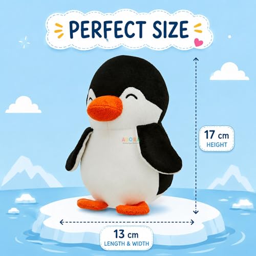 Image of ADORA Penguin Soft Toy for Kids, Cute Plush Stuffed Teddy Ultra Soft Animal Plush Toy for Boys & Girls, Birthday Gift for Babies & Toddlers, Washable Black & White Penguin (17 cm)
