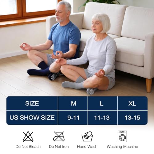 Image of ZAKASA Non Slip Grip Socks - Non Skid Crew Grippy Socks for Men Women Anti Slip Grippers for Elderly Hospital Yoga Pilates